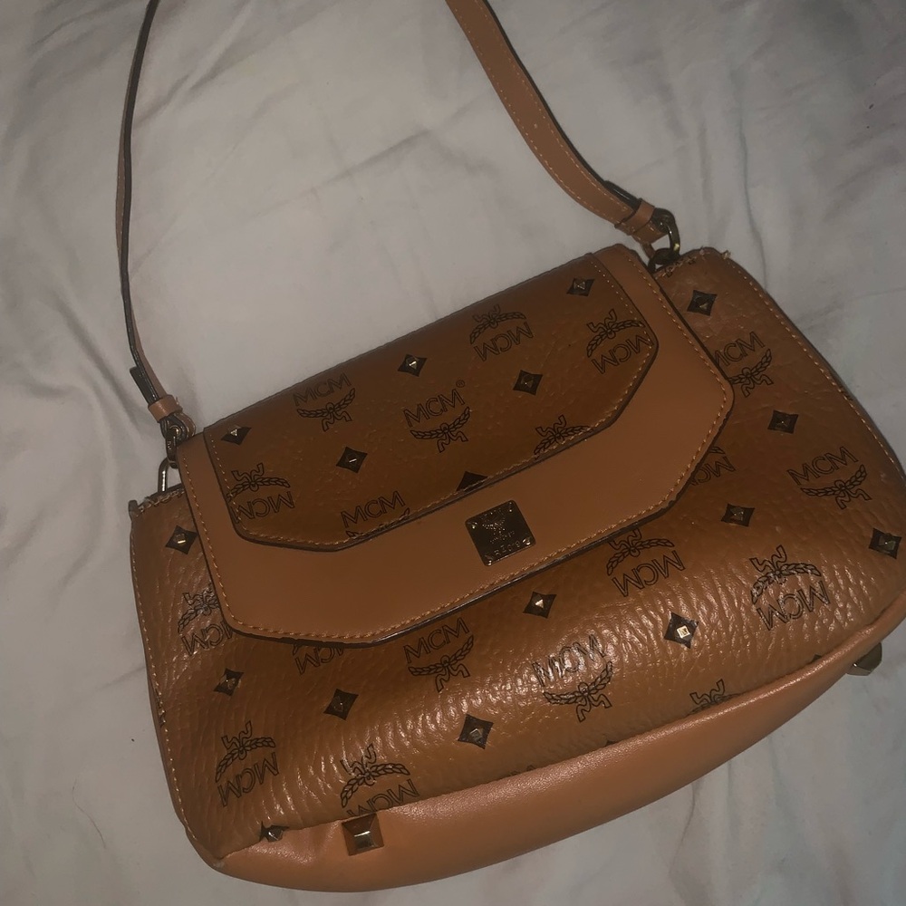 MCM Brown Logo Shoulder Bag